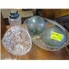 Image 1 : CRYSTAL BOWL HANDLE DISH, FISH NET FLOATS, ETC.