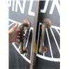 Image 2 : PAIR OF LG. DOUBLE DOORS WITH METAL PIPE HANDLES