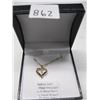 Image 2 : LADIES 10K HEART NECKLACE W/BLUE STONES & 1 SMALL DIAMOND, 20" CHAIN