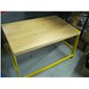 Image 1 : HEAVY METAL LEGGED WOOD TOPPED COFFEE TABLE