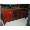 Image 1 : WOOD WITH GLASS DOORED LOW TV STAND