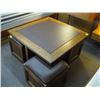 Image 1 : SQUARE COFFEE TABLE WITH 4 PADDED STORAGE STOOLS