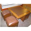 Image 2 : SQUARE COFFEE TABLE WITH 4 PADDED STORAGE STOOLS