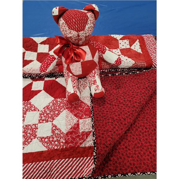 Hand made Quilt & Teddy Bear
