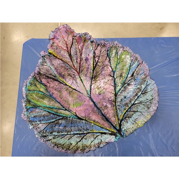 Concrete Rhubarb Leaf Birdbath