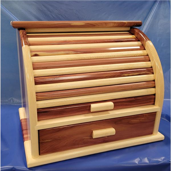 Hand made roll top bread box, cedar & pine