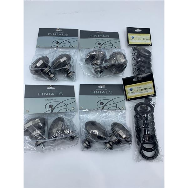 Lot of Curtain Finials and Rings