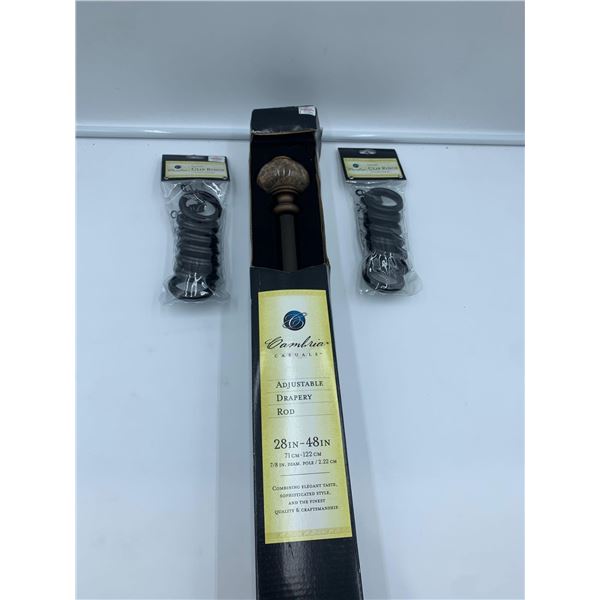 Cambria Casuals Adjustable Drapery Rod and Rings (28in -48in)