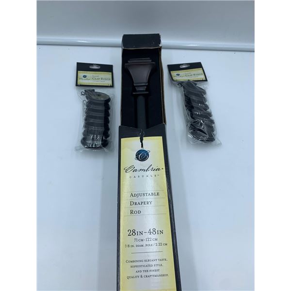 Cambria Casuals Adjustable Drapery Rod and Rings (28in -48in)