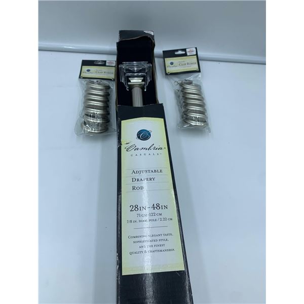 Cambria Casuals Adjustable Drapery Rod and Rings (28in -48in)