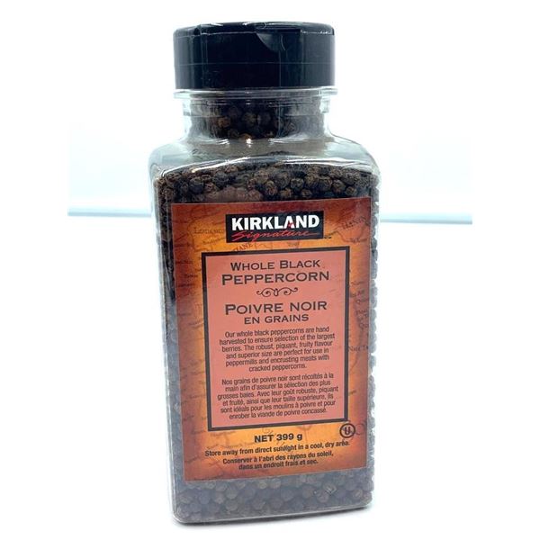 LOONIE LIQUIDATION - Kirkland Whole Black Pepper 389g container