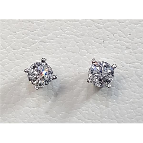 14K White Gold Diamonds(0.3Ct,I1-I3,F-G) Unisex Cast Stud Earrings (~weight 0.51g), Made in Canada, 