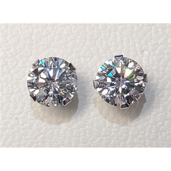 10K White Gold Moissanites(1.52ct) Lady'S Cast Stud Earrings (~weight 0.72g), Made in Canada, Apprai