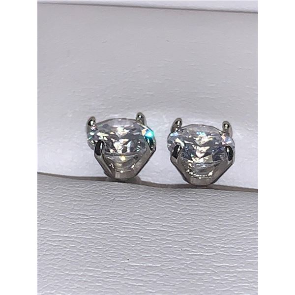Set of 2.0 Carat TW Solitaire Stud Earrings, NEW