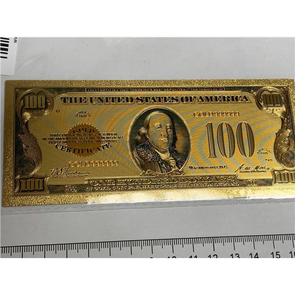 USA Silver Certificate $100 Gold Foil Plated collector Bill