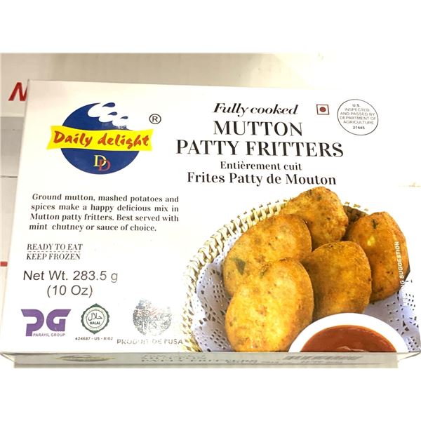 Daily Delight Fully Cooked Mutton Patty Fritters Case lot of 12 x 283g