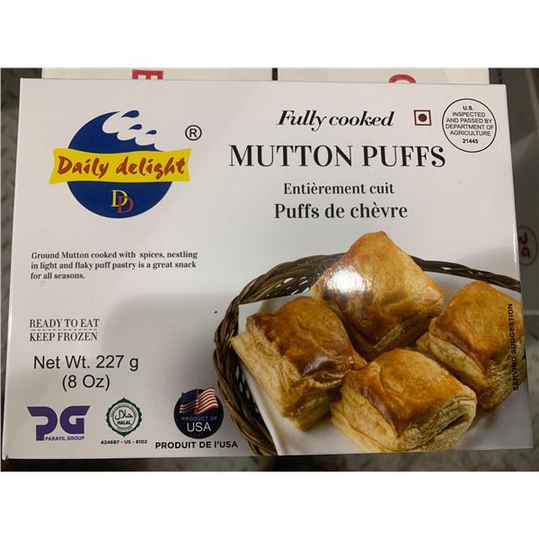 Daily Delight Fully Cooked Mutton Puffs Case lot of 12 x 227g