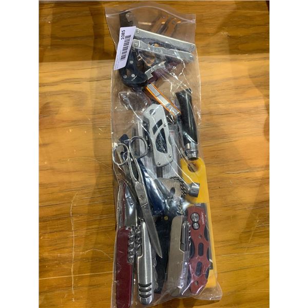 Large Bag full of exacto knives, screwdriver, tools, multi tools, etc