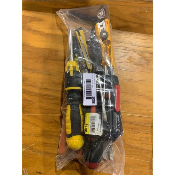 Large Bag full of exacto knives, screwdriver, tools, multi tools, etc