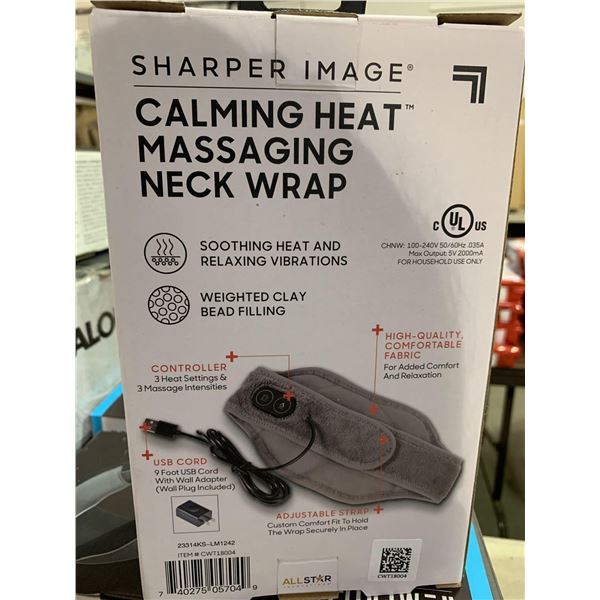 NEW Sharper Image calming heat massaging neck wrap