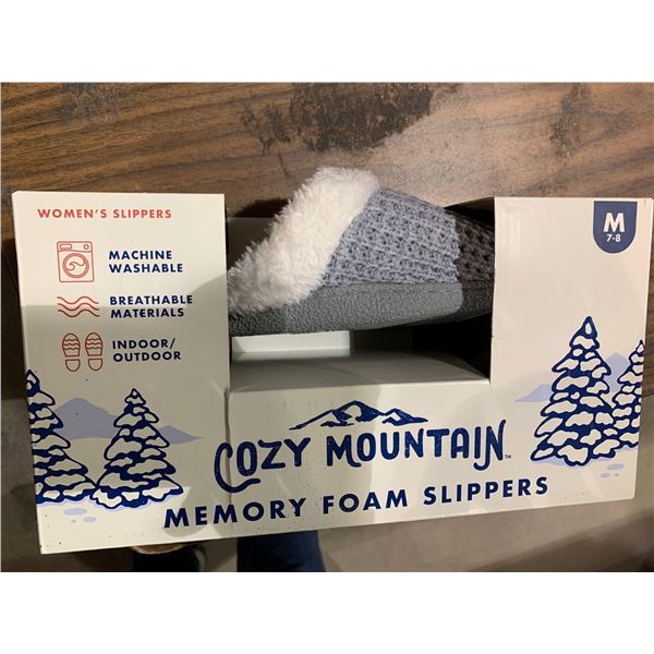 NEW Cozy Mountain memory foam slippers womens M 7-8 grey
