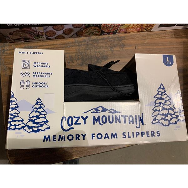 NEW Cozy Mountain memory foam slippers mens L 11-2 Black
