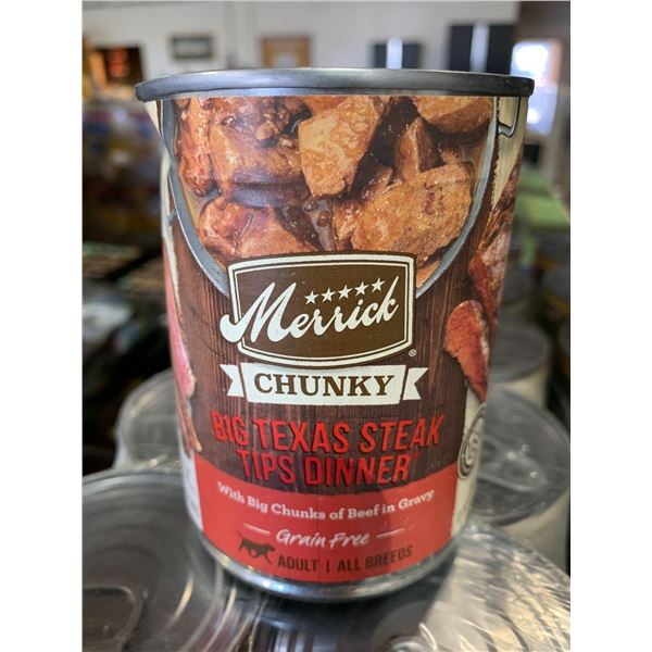 Merrick chunky texas steak dinner adult dog food case lot of 12 x 340g