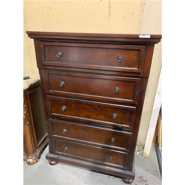 Mahogany Style 5 drawer upright chest of drawers