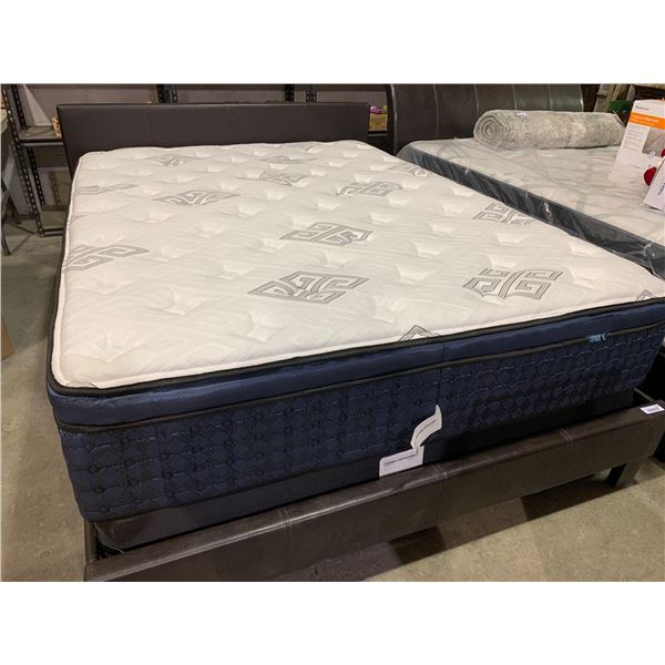 NEW Queen Size Sleep Set includes Leather Headboard, footboard and rails and NEW extra Thick Plush Q