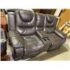 Image 1 : Brown Leather double seat reclining sofa Home Theater Demo Floor Model
