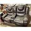 Image 2 : Brown Leather double seat reclining sofa Home Theater Demo Floor Model
