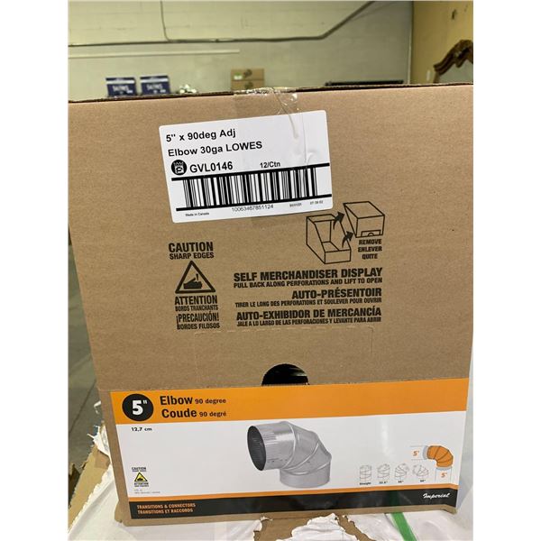 Case lot of 12 - 5 inch 90 degree elbows ducting