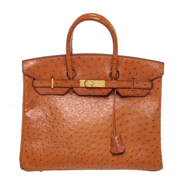Hermes Orange Ostrich Leather Birkin 35cm Shoulder Bag