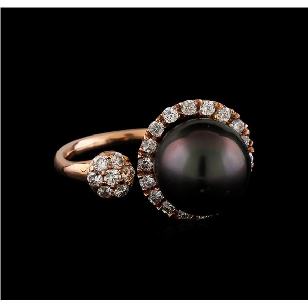 0.66 ctw Diamond and Pearl Ring - 14KT Rose Gold