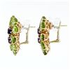 Image 2 : Large 14K Rose Gold Pear Green Peridot & Amethyst Happy Colorful Cluster Earring