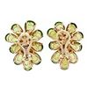 Image 4 : Large 14K Rose Gold Pear Green Peridot & Amethyst Happy Colorful Cluster Earring