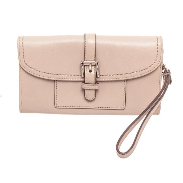 Coach Beige Leather Hybrid Wristlet Wallet