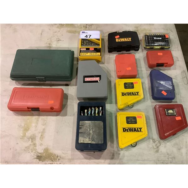 ASSORTED DRILL BITS, ALLEN KEY SET, AND RIVET TOOL : BRANDS INCLUDE DEWALT, MAC TOOLS, CRAFTSMAN, &