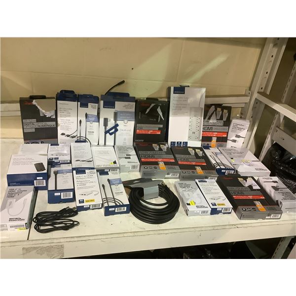 INSIGNIA, ROCKETFISH, AND BEST BUY ESSENTIALS ITEMS : HDMI CABLES, SURGE PROTECTORS, ADAPTERS, &