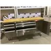 Image 2 : 72" X 19" X 37" STAINLESS & WOOD TOP 9 DRAWER 1 DOOR MOBILE TOOL BENCH