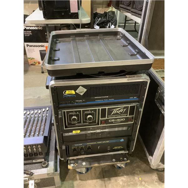 PROFESSIONAL POWER AMPLIFIERS ON ROLLING CART