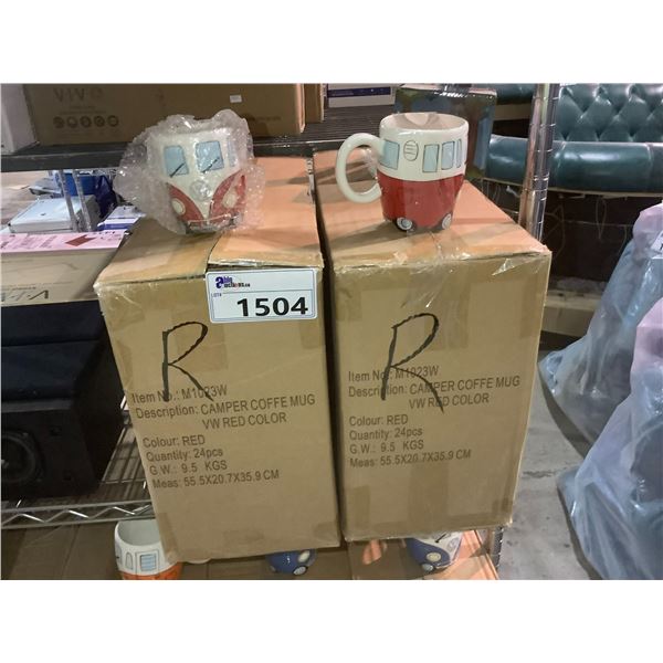 2 BOXES OF 24 VW CAMPER COFFEE MUGS