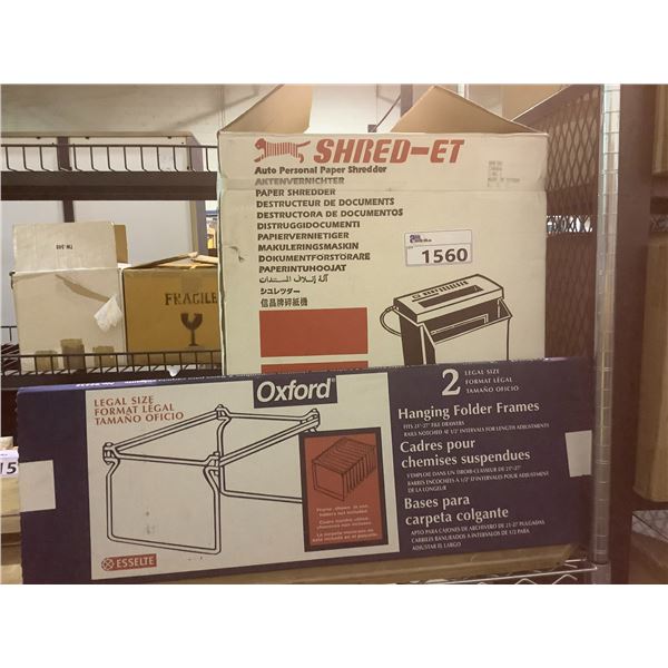 SHRED-ET PAPER SHREDDER, AND FILE DIVIDERS