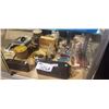 Image 1 : SHELF LOT OF COLLECTIBLES, VINTAGE CAMERAS, LIGHTERS AND JACK KNIVES