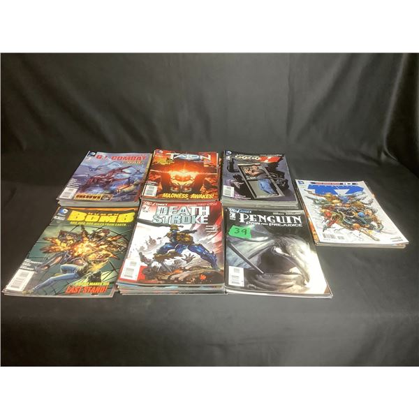 LARGE COLLECTION OF COMIC BOOKS TITLES INCLUDE: DEATH STROKE, G.I. COMBAT, DIAL H, HUMAN BOMB, TEAM