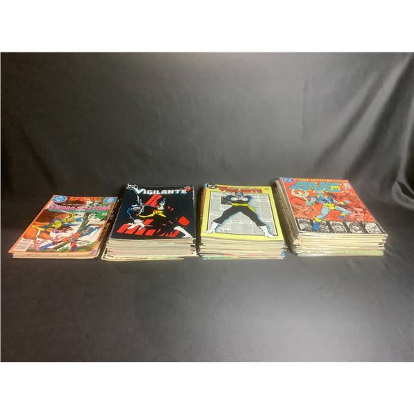 LARGE COLLECTION OF COMIC BOOKS TITLES INCLUDE: VIGILANTE, BLUE DEVIL, & SWORD OF THE ATOM