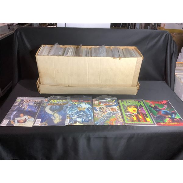 BOX OF ASSORTED COMIC BOOKS TITLES INCLUDE : MR. AVENGERS, ALIEN ENCOUNTERS, ELEMENTALS, TMNT