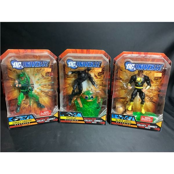 *3 NEW* DC UNIVERSE ACTION FIGURES : WILDCAT, GREEN ARROW, & BLACK ADAM