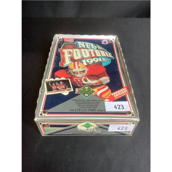 BOX OF SEALED UPPER DECK NFL FOOTBALL 1991 PREMIER EDITION CARDS