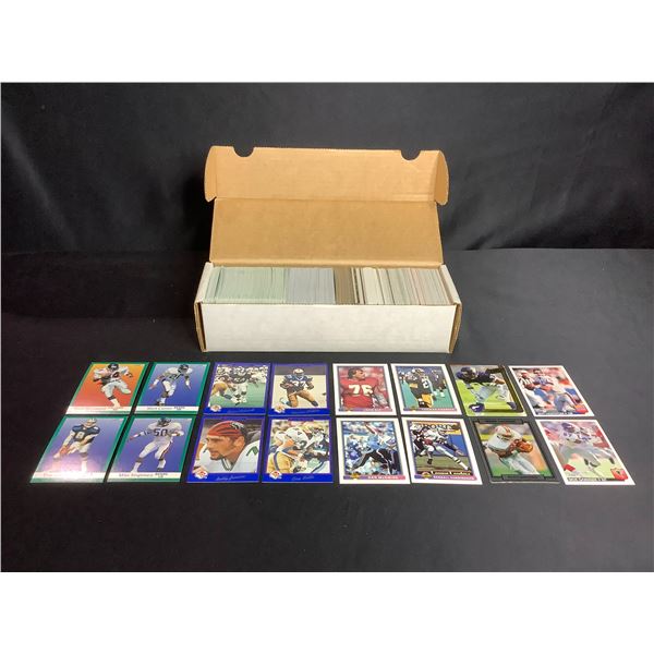 BOX OF PRO SET, FLEER, AND BOWMAN FOOTBALL CARDS